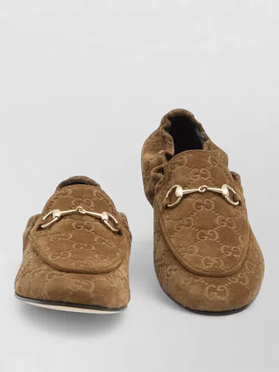 Gucci Loafers Horsebit Detail Suede Moccasins In Brown