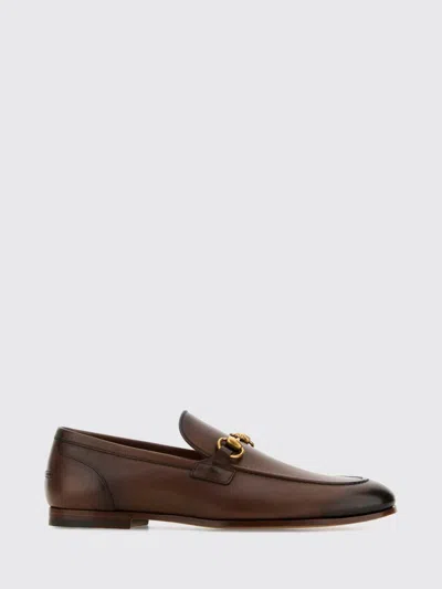 Gucci Contrast Leather Loafers For Men In Brown