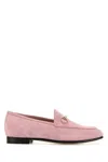 Gucci Jordaan Suede Horsebit Loafers In Pink