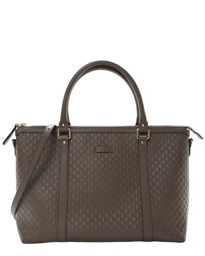 Gucci Medium Leather Satchel In Gray