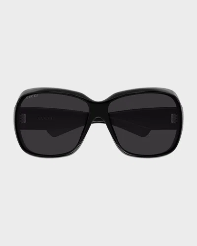Gucci Logo 70mm Square Sunglasses In Black