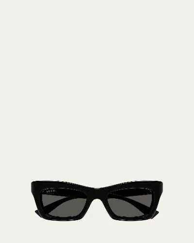 Gucci Logo Acetate Cat-eye Sunglasses In Black
