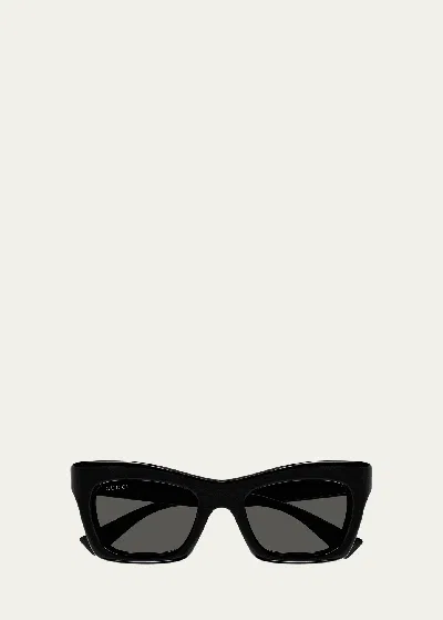 Gucci Logo Acetate Cat-eye Sunglasses In Black