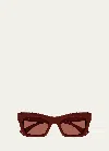 Gucci Logo Acetate Cat-eye Sunglasses In 003 Burgundy Burgundy Bro