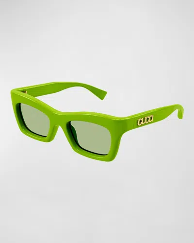 Gucci Logo Acetate Cat-eye Sunglasses In Green