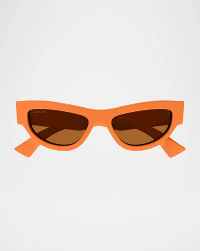 Gucci Logo Acetate Cat-eye Sunglasses In Orange
