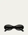 Gucci Logo Acetate Oval Sunglasses In Black