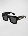 GUCCI LOGO ACETATE RECTANGLE SUNGLASSES