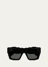 Gucci Logo Acetate Rectangle Sunglasses In Black