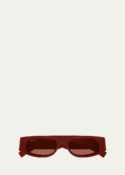 Gucci Logo Acetate Rectangle Sunglasses In Red