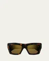 Gucci Logo Acetate Rectangle Sunglasses In Havana