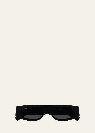Gucci Logo Acetate Rectangle Sunglasses In White