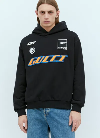 Gucci Logo Applique Hooded Sweatshirt In Black