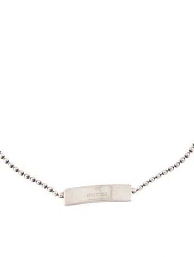 Pre-owned Gucci Logo Bar Choker Necklace, 13" In Multicolor