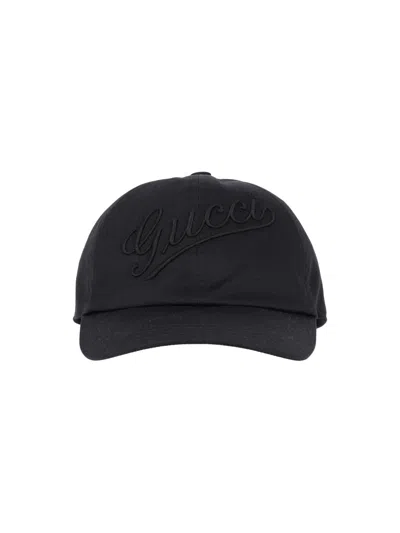Gucci Logo Baseball Cap In Black  