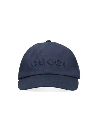 Gucci Logo Baseball Cap In Blue
