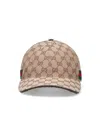 Gucci Men Beige Baseball Cap With Web Detail On The Side In Gg Canvas Man In Brown