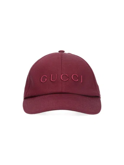 Gucci Logo Baseball Cap In Red