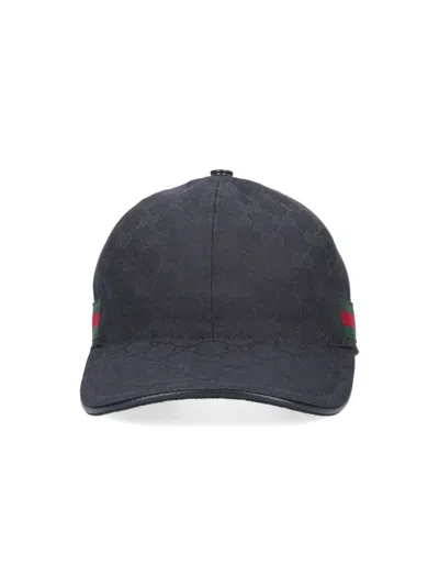 Gucci Original Gg Web Canvas Baseball Hat In Black