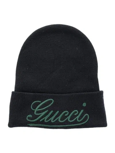 Pre-owned Gucci Logo Beanie In Blue