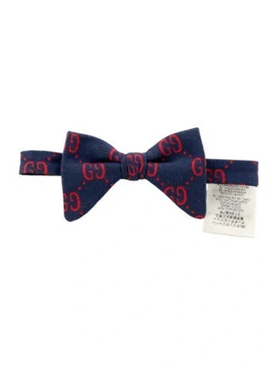 Pre-owned Gucci Logo Bow Tie In Blue