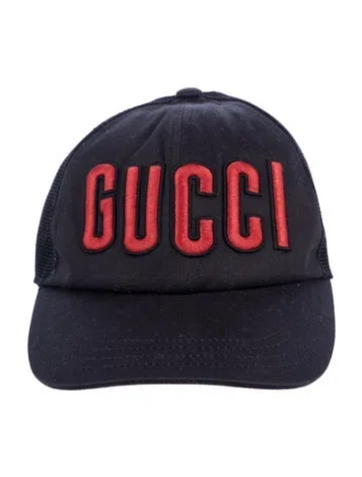 Pre-owned Gucci Logo Brand Embroidered Baseball Hat With Leather Trim Accent In Multi