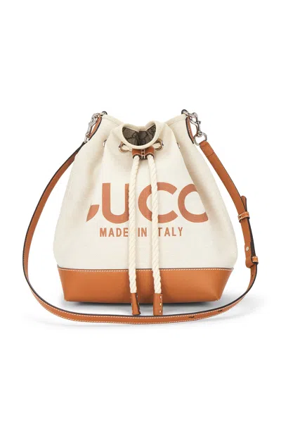 Pre-owned Gucci Logo Bucket Bag In White