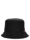 Gucci Nylon Logo Cloche With Stripe And Ribbon In Black