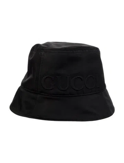 Pre-owned Gucci Logo Bucket Hat In Black