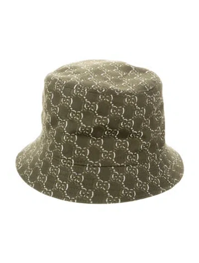 Pre-owned Gucci Logo Bucket Hat In Green