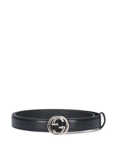 Gucci Logo-buckle Leather Belt In Black