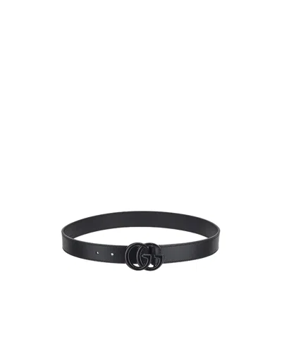Gucci Logo-buckle Leather Belt In Black