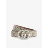 Gucci Logo-buckle Monogram Faux-leather Belt Beige Ebony In Brown