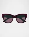 Gucci Double G Rectangle-frame Sunglasses In Black