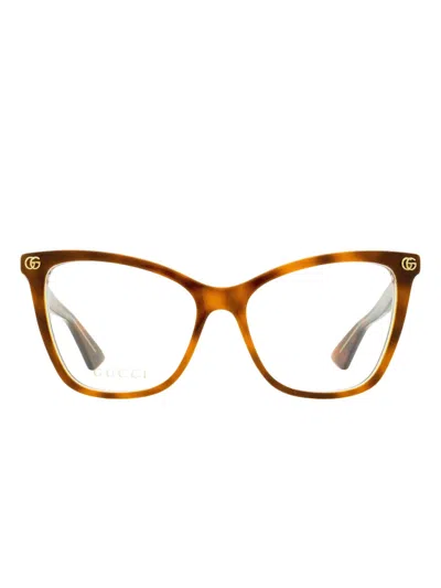 Gucci Logo Butterfly-frame Glasses In Brown