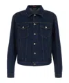 Gucci Denim Jacket With Adjustable Waist And Pockets In Blue