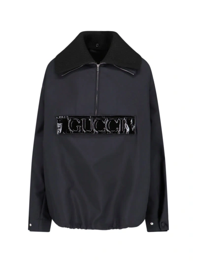 Gucci Logo Caban Jacket In Black  