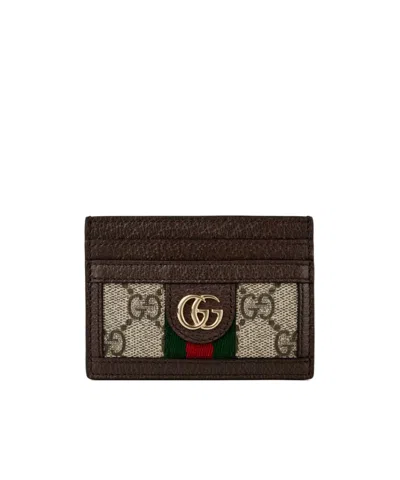 Gucci Logo Canvas Ophidia Card Case Holder In Black