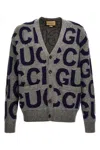 Gucci Logo Cardigan Sweaters And Cardigans Gray In Gray