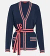 Gucci Womens Blue Mc Mix Brand-embroidered Tie-belt Woven-blend Cardigan In Blue/mc/mix