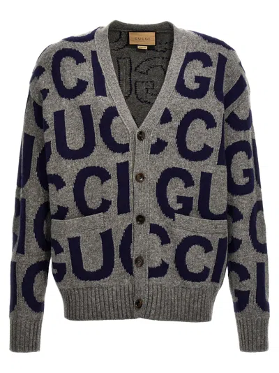 Gucci Logo Cardigan Jumpers And Cardigans Grey