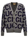 Gucci Logo Cardigan Sweaters And Cardigans Gray In Gray