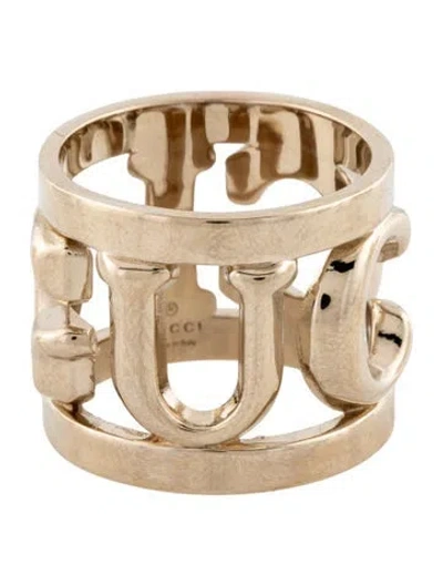 Pre-owned Gucci Logo Carré Band Ring In Multicolor