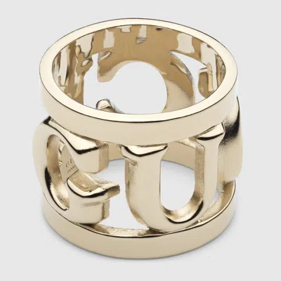 Gucci Logo Carré Ring In Gold