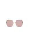 Gucci Logo-charm Square-frame Sunglasses In Nude