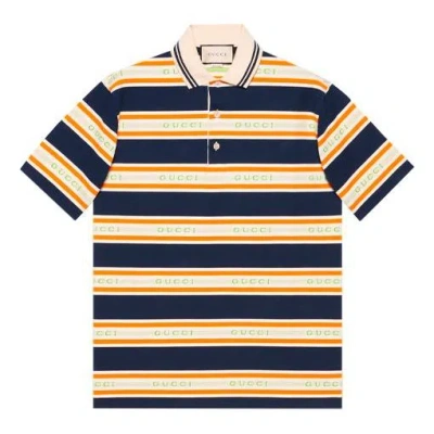 Gucci Logo Collar Stripe Polo 'ink Ivory'