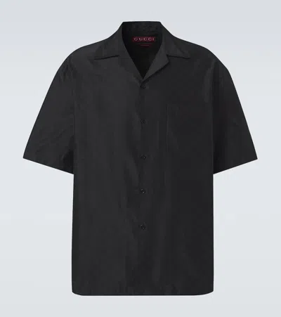 Gucci Classic Short-sleeve Cotton Shirt In Black