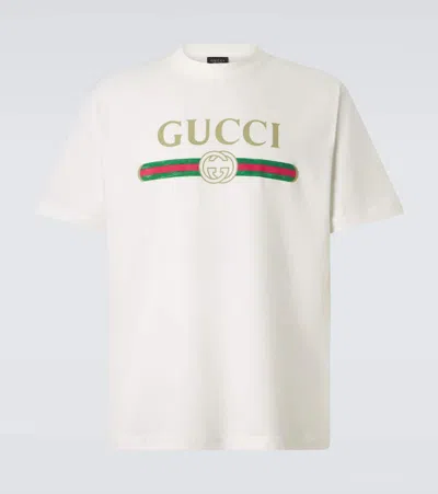 Gucci Logo Cotton And Silk Jersey T-shirt In White