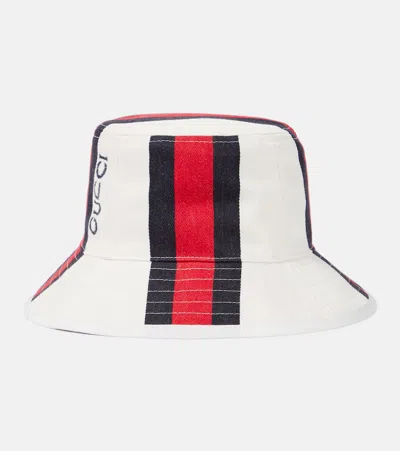 Gucci Logo Cotton Canvas Bucket Hat In Beige