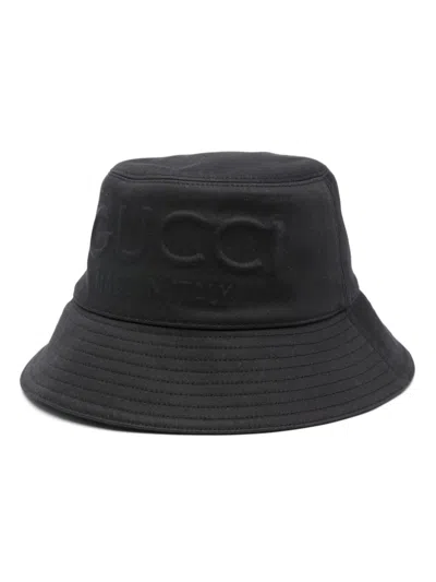 Gucci Logo Cotton Cloche Hat In Black